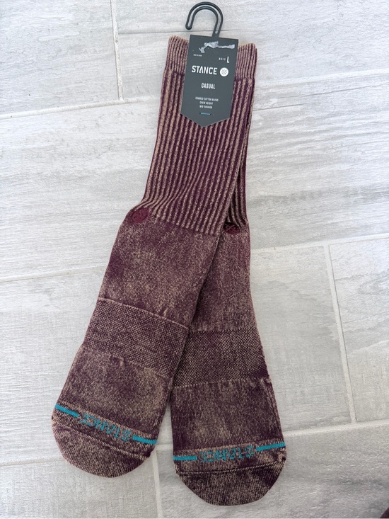 Stance Other - Stance Men's Casual Maroon Crew Socks with Teal Accent